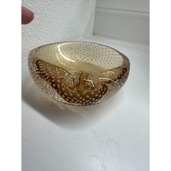MURANO Bullicante Shell by Flavio Poli Vintage Art Glass Bubble Dish Ashtray - Picture 7 of 16